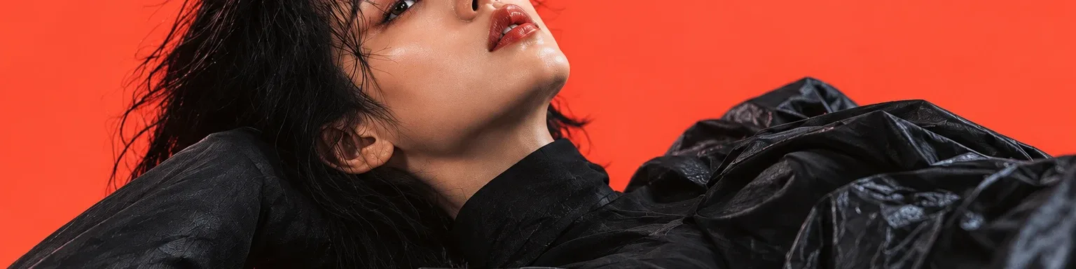 Pulpo editorial: a low-key portrait under a band of coral light on a deep navy ground