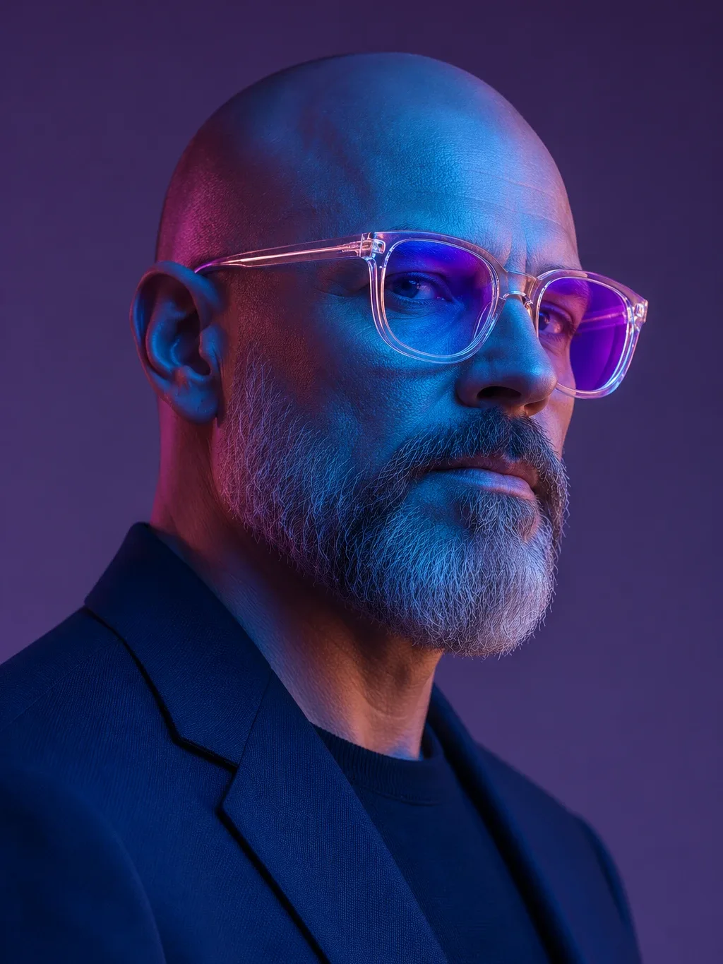 Marcus Bell, head of product at Verdant Bank, in clear-frame glasses